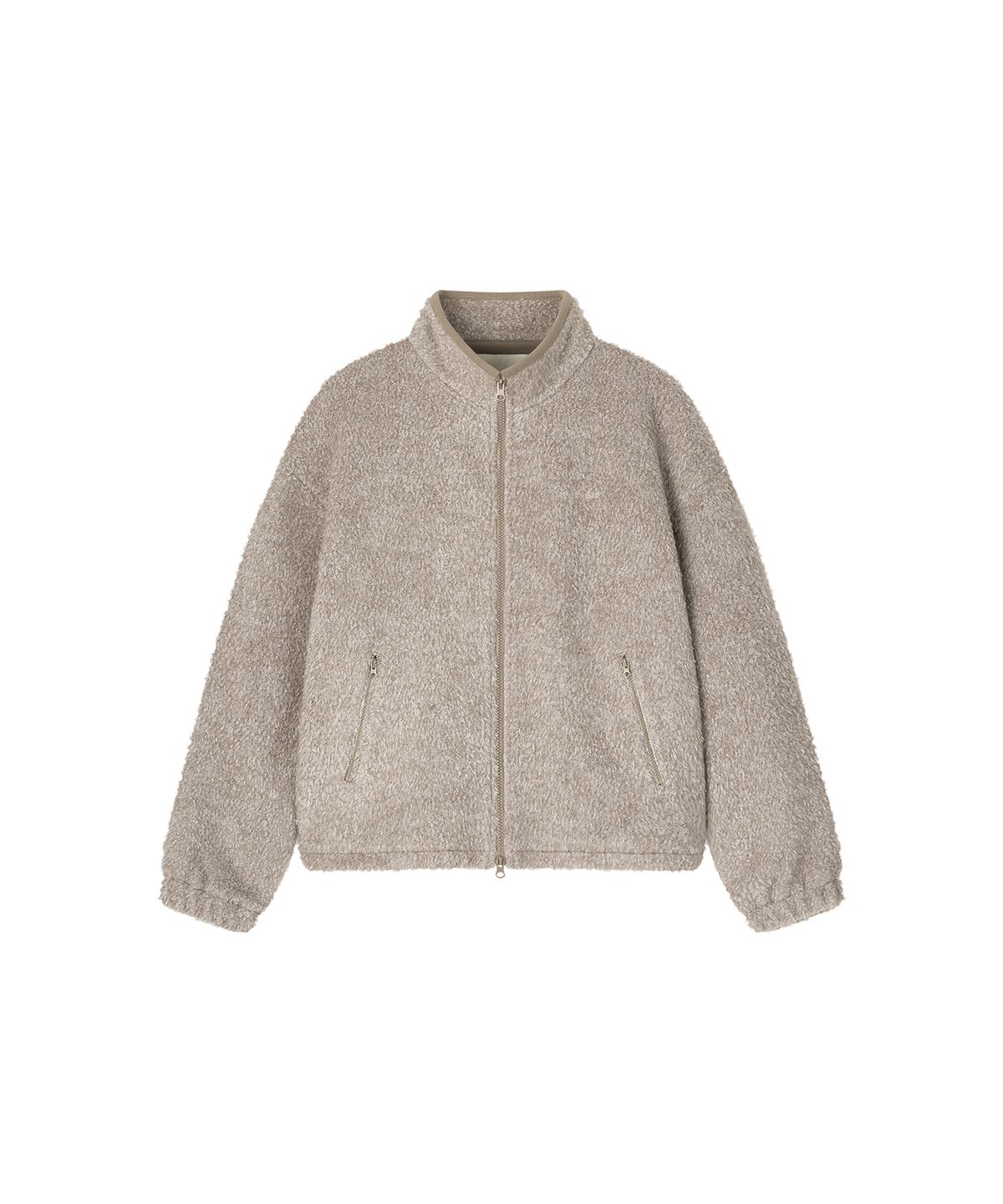 로타입(ROUGHTYPE) Wool Blend Boucle Fleece Zip-up - Beige