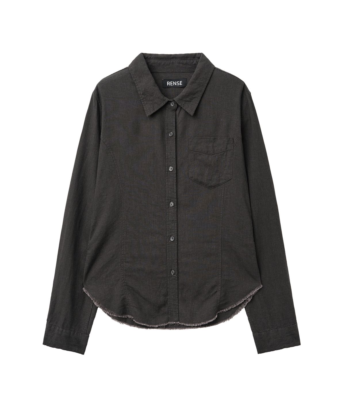 렌세(RENSE) Raw-Cut Washed Shirt Taupe Charcoal