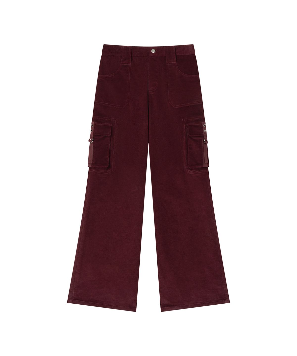 로타입(ROUGHTYPE) Corduroy Cargo Bootcut Pants - Burgundy