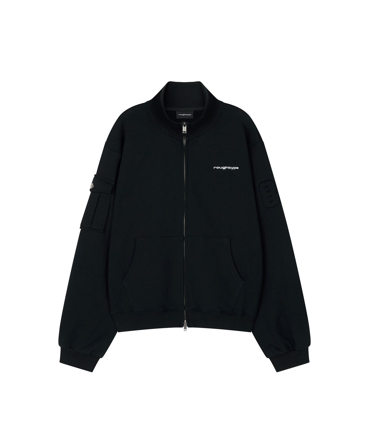 로타입(ROUGHTYPE) Brushed Pocket Zip-up - Black