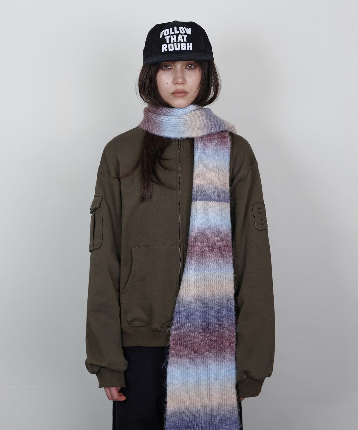 로타입(ROUGHTYPE) Brushed Pocket Zip-up - Khaki