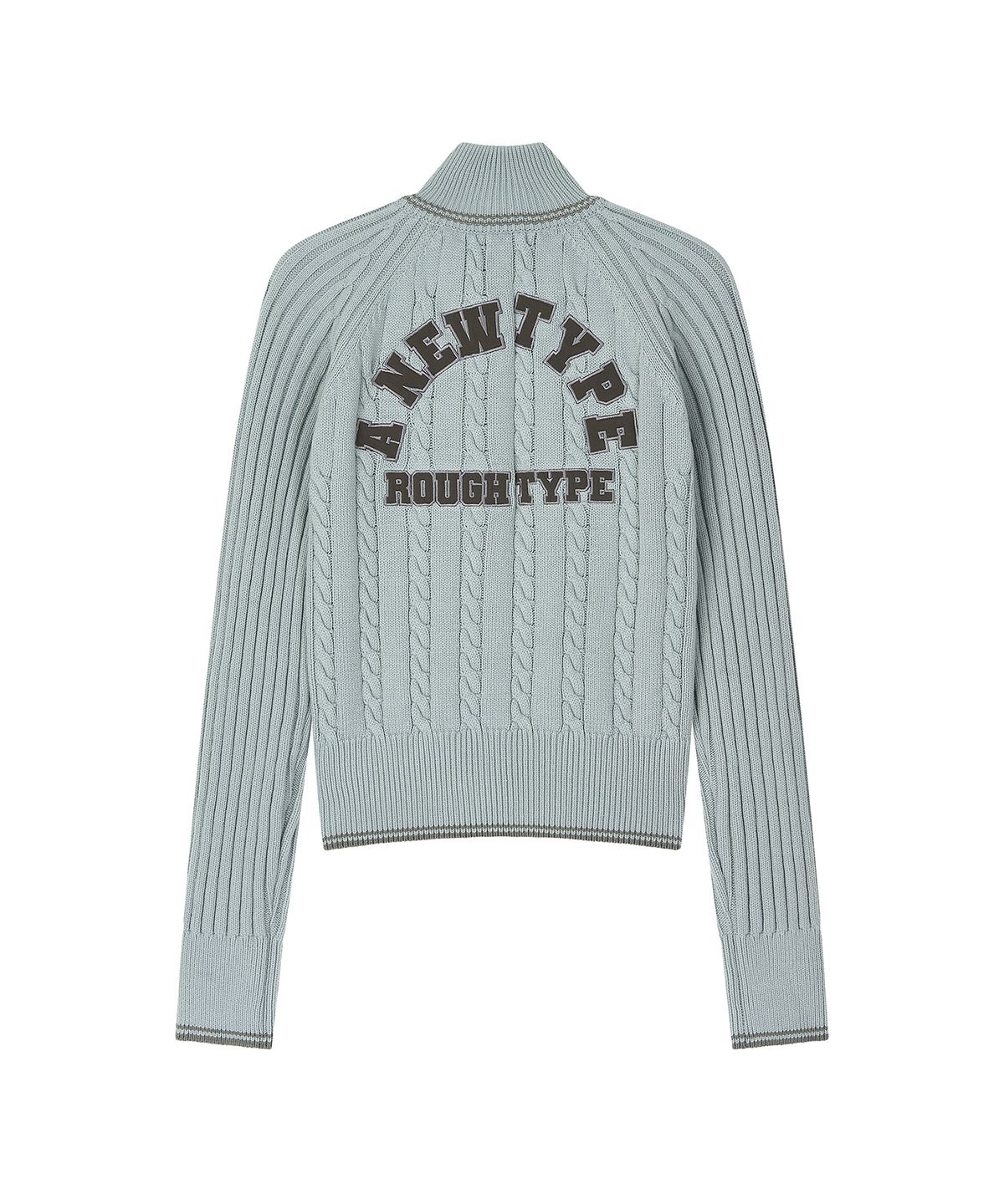 로타입(ROUGHTYPE) Bold Raglan Applique Knit Zip-up - Mint