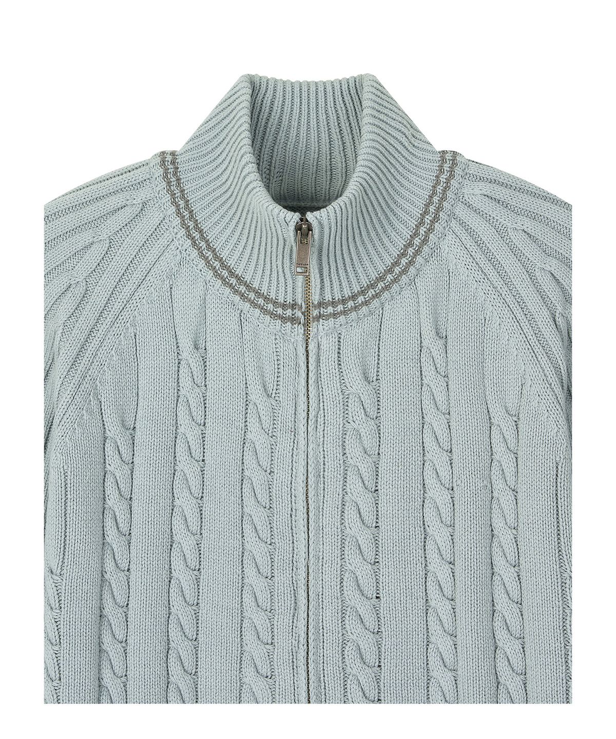 로타입(ROUGHTYPE) Bold Raglan Applique Knit Zip-up - Mint