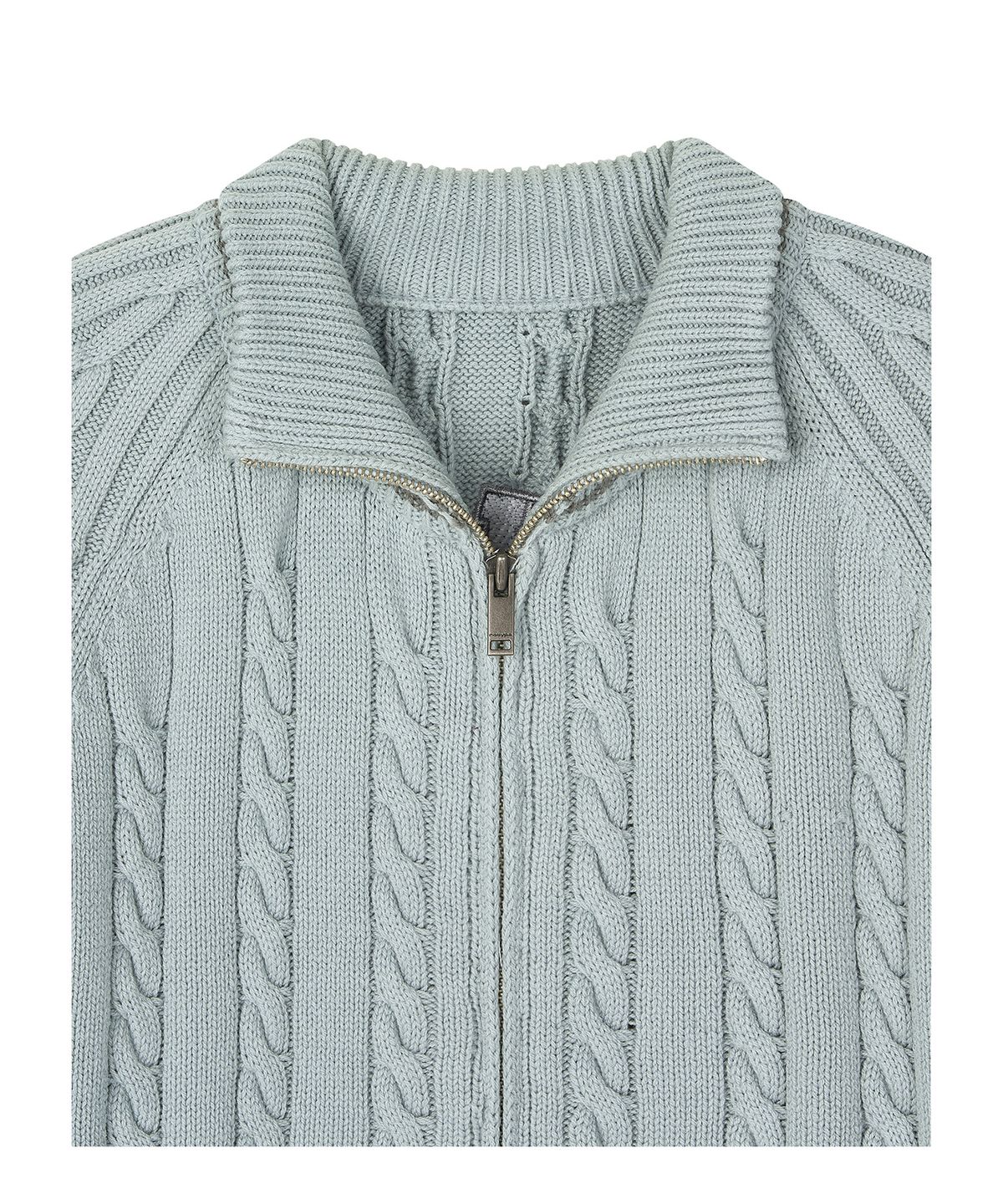로타입(ROUGHTYPE) Bold Raglan Applique Knit Zip-up - Mint