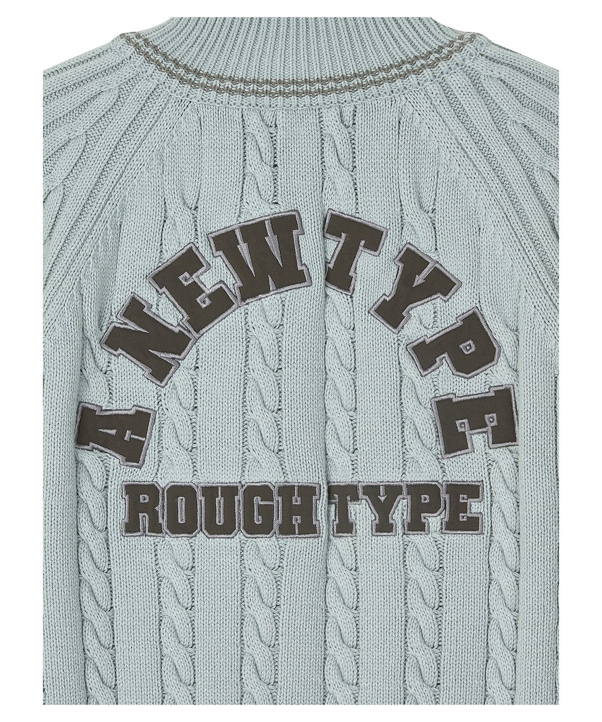 로타입(ROUGHTYPE) Bold Raglan Applique Knit Zip-up - Mint