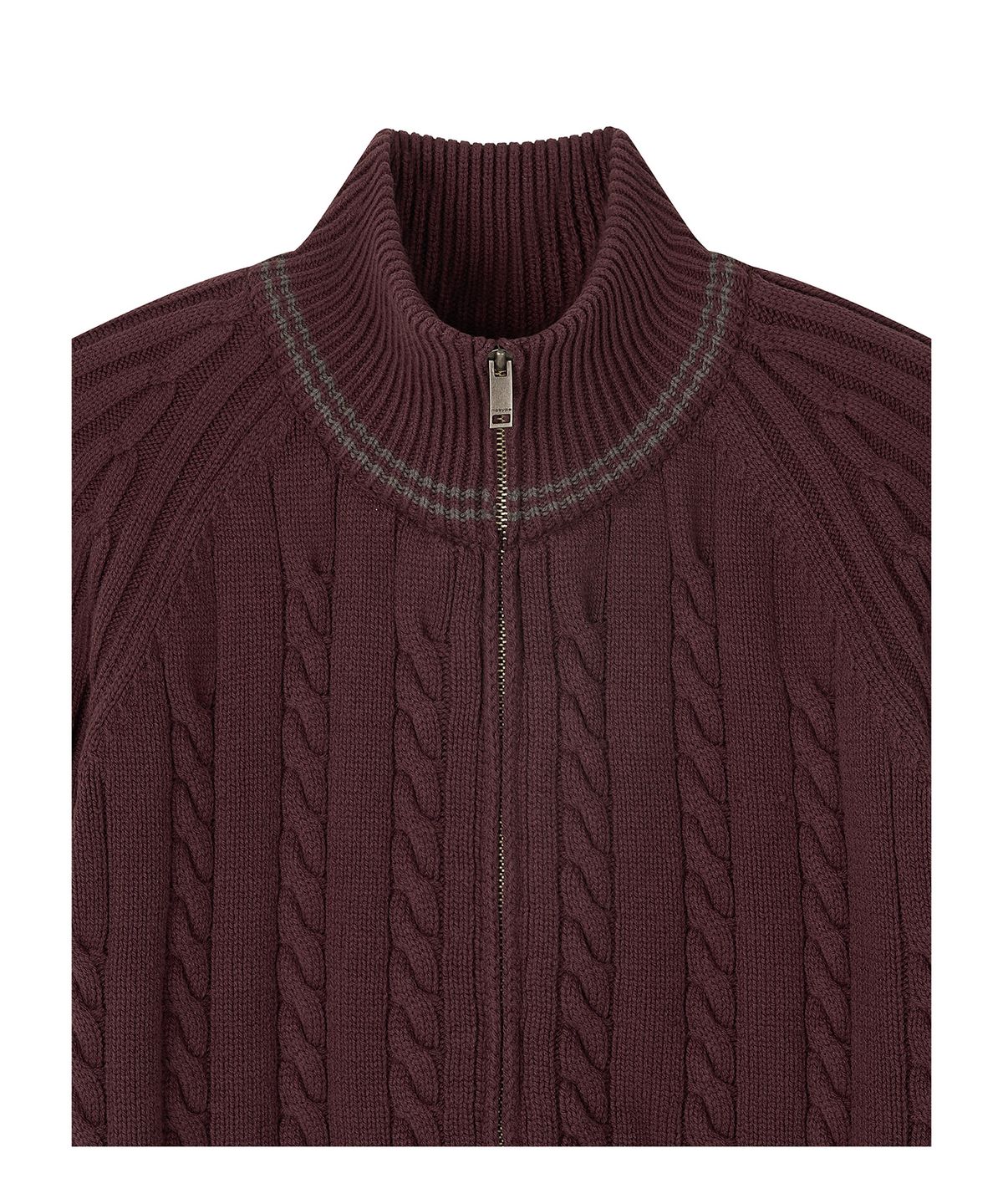 로타입(ROUGHTYPE) Bold Raglan Applique Knit Zip-up - Burgundy