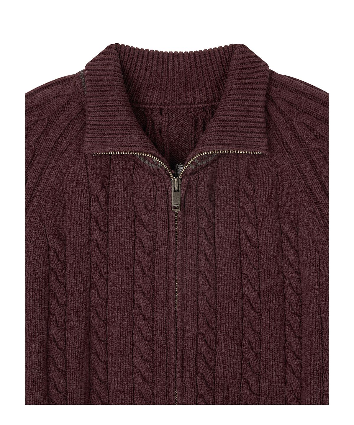로타입(ROUGHTYPE) Bold Raglan Applique Knit Zip-up - Burgundy