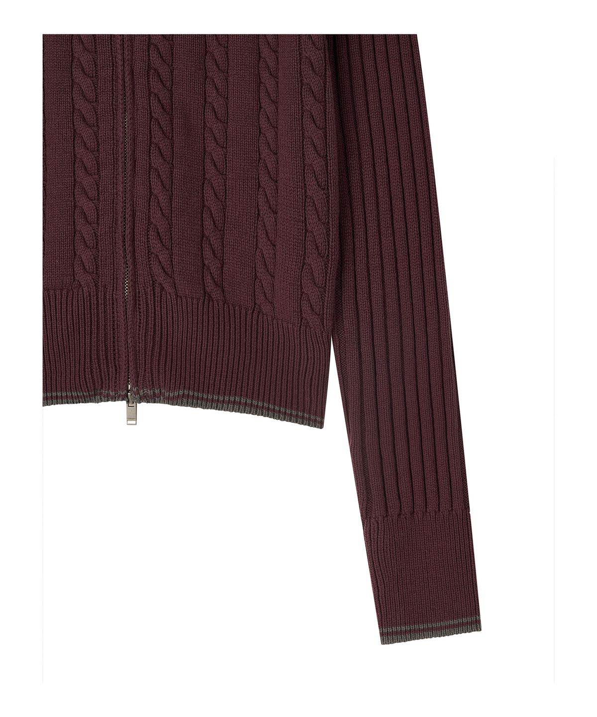 로타입(ROUGHTYPE) Bold Raglan Applique Knit Zip-up - Burgundy