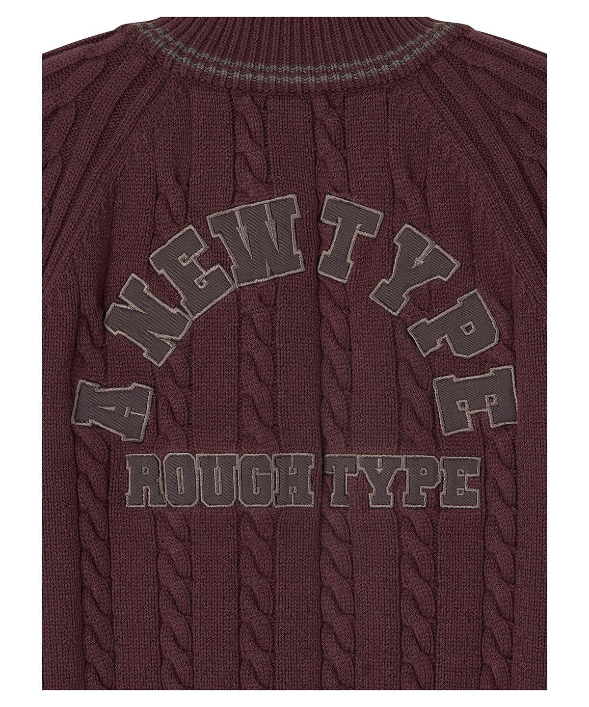 로타입(ROUGHTYPE) Bold Raglan Applique Knit Zip-up - Burgundy