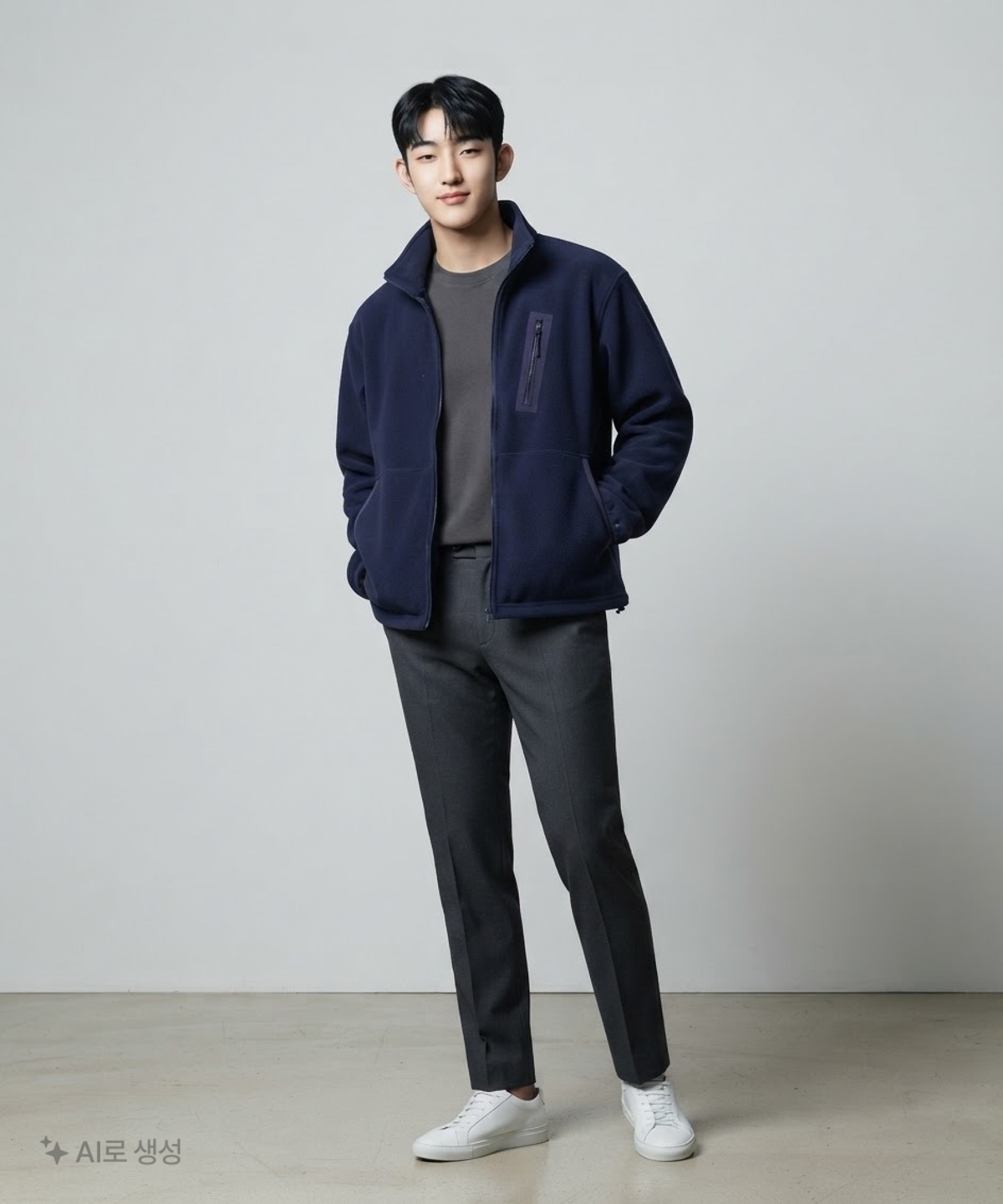 프리즘웍스(FRIZMWORKS) FLEECE ZIP UP JACKET _ NAVY M