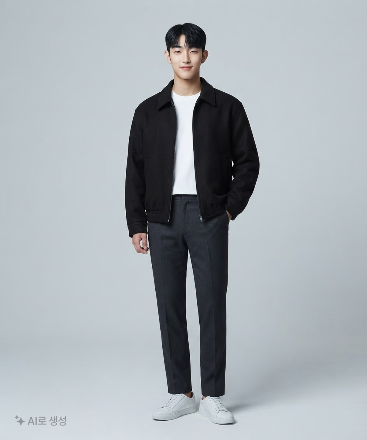 무신사 스탠다드(MUSINSA STANDARD) 울 블렌드 미니멀 블루종 재킷 L