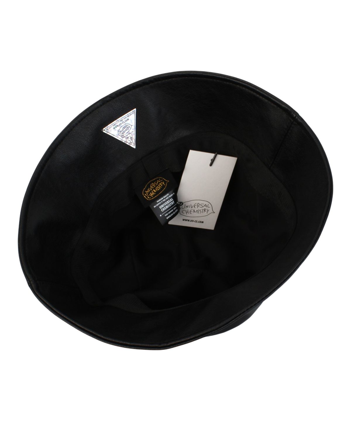 유니버셜 케미스트리(UNIVERSAL CHEMISTRY) Leather Black Drop Bucket Hat 버킷햇