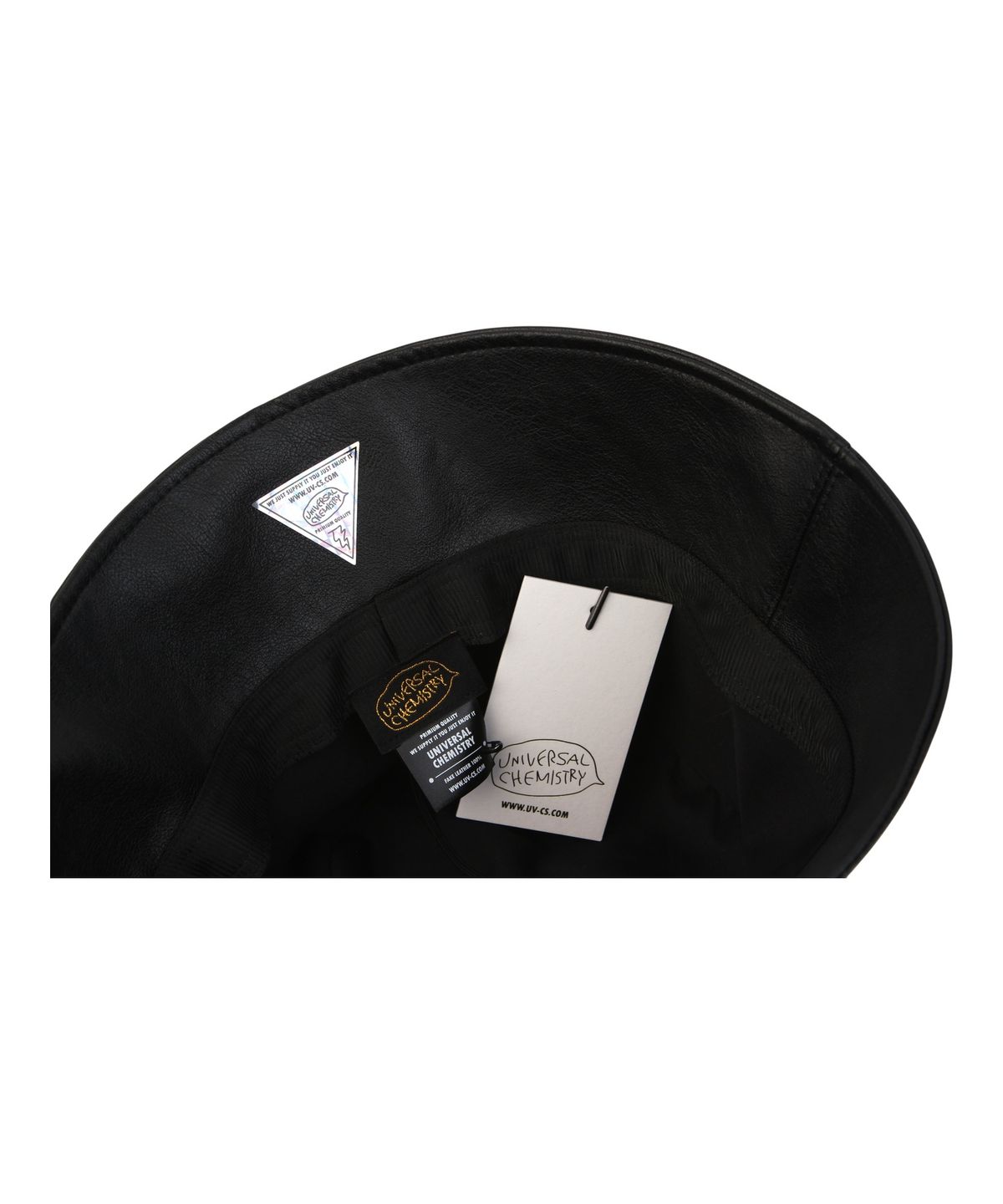 유니버셜 케미스트리(UNIVERSAL CHEMISTRY) Leather Black Drop Bucket Hat 버킷햇