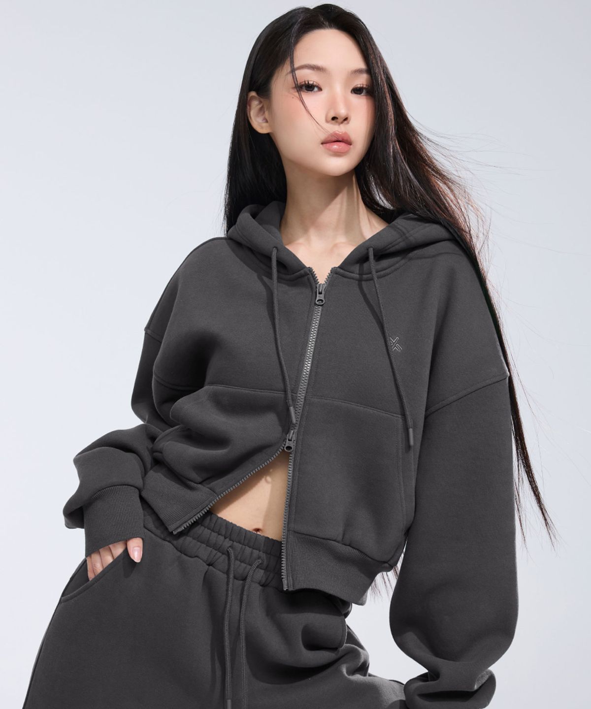 젝시믹스(XEXYMIX) 웜 코지 크롭 후드 집업 XFL4JL1119