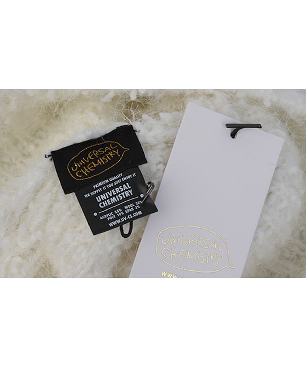 유니버셜 케미스트리(UNIVERSAL CHEMISTRY) Cat Wool Logo Ivory Bonnet Hat 고양이모자