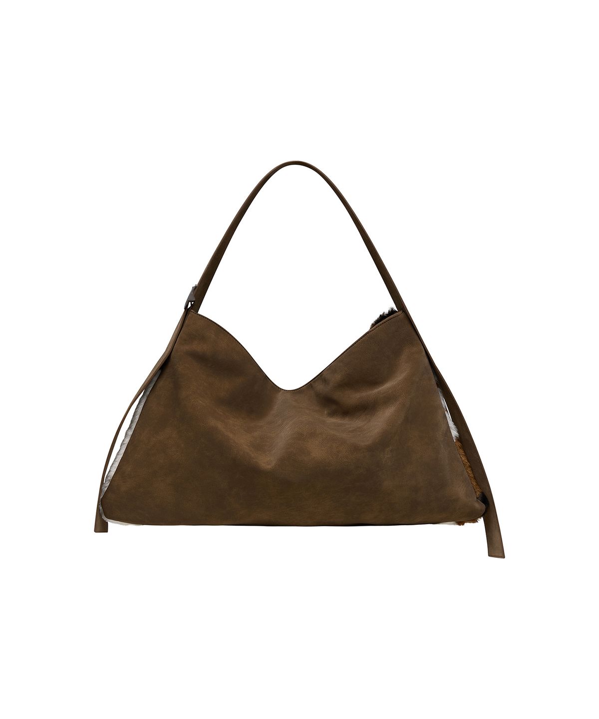로타입(ROUGHTYPE) Cow Fur Slouchy Shoulder Bag - Brown