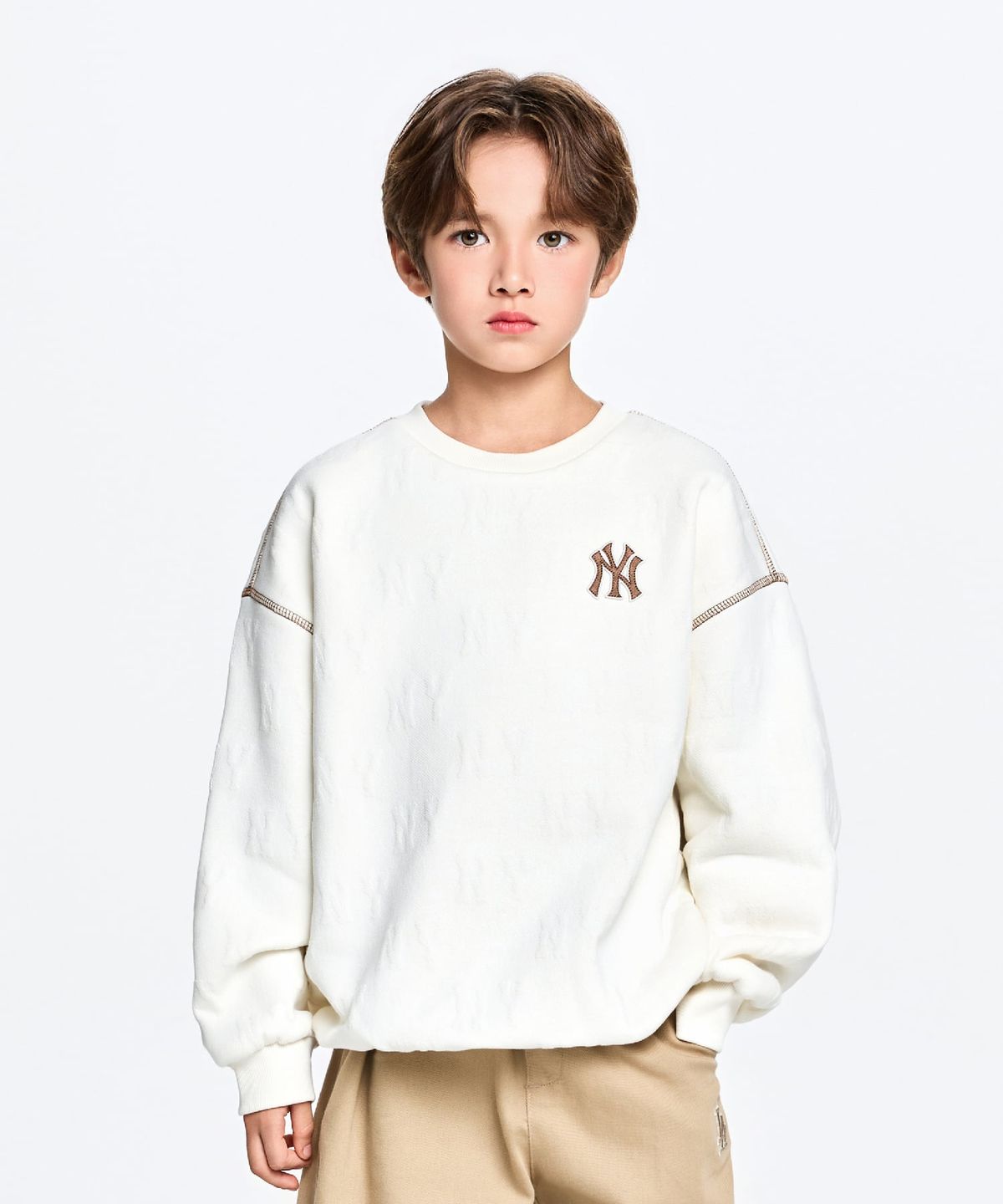 엠엘비 키즈(MLB KIDS) 스트릿 모노그램 JQD 기모 맨투맨 NY (Ivory)