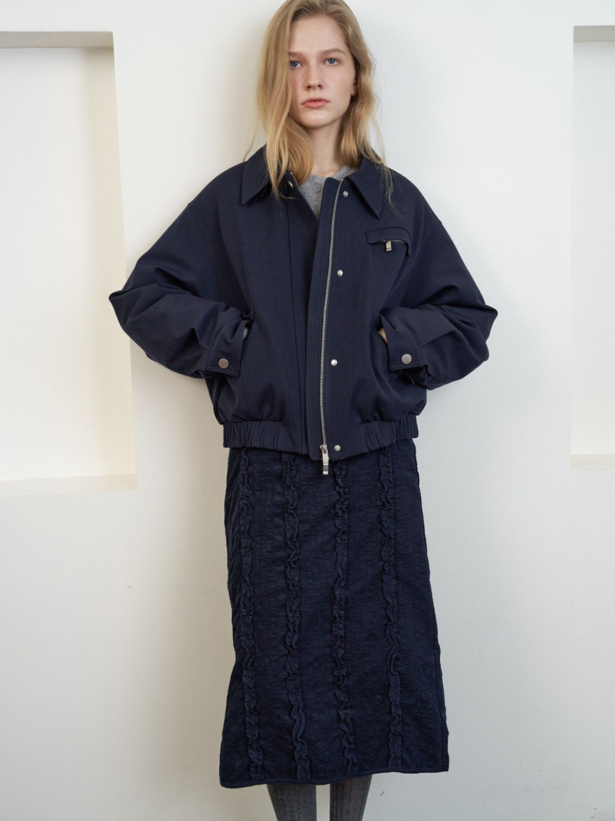 엘씨브이(LCVE) FUR COLLAR GOOSE DOWN JACKET_NAVY