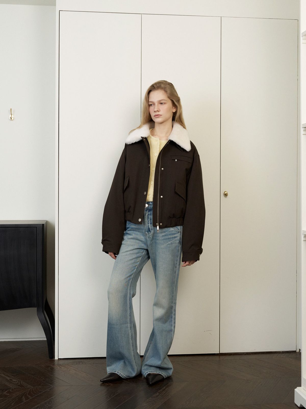 엘씨브이(LCVE) FUR COLLAR GOOSE DOWN JACKET_BROWN