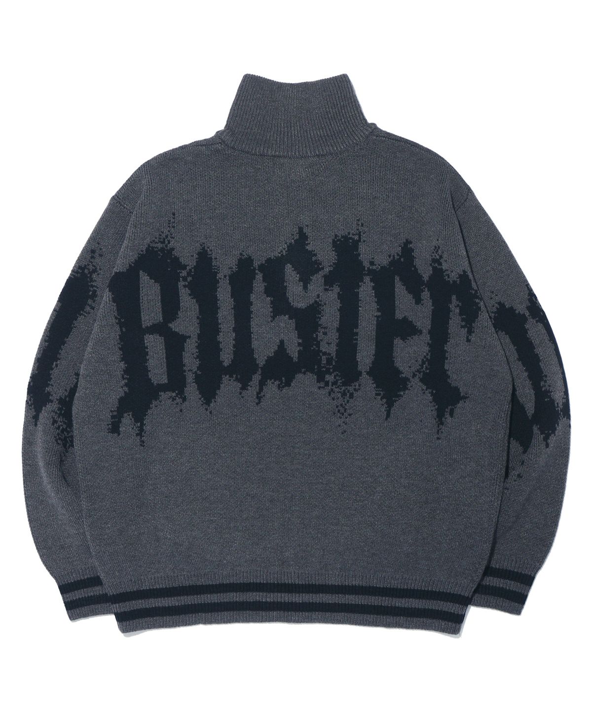 벙커버스터(BUNKERBUSTER) 하이넥 블러디 로고 니트 집업 MR5SU502_CHARCOAL