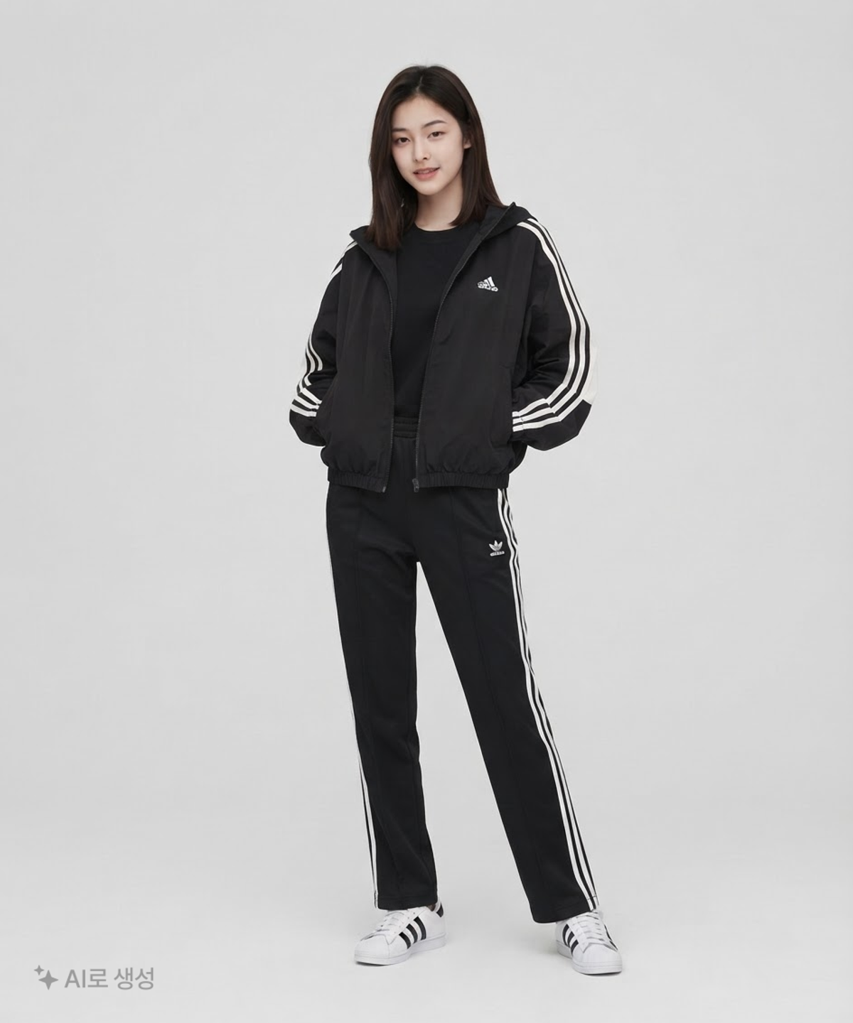 아디다스(ADIDAS) 에센셜 3S 우븐 윈드브레이커 - 블랙 HT3399 L