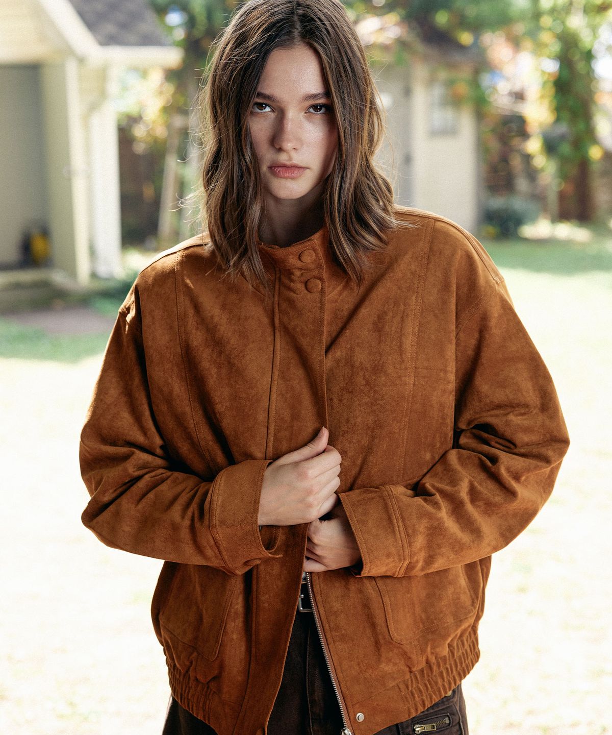 글로우노트(GLOWNOTE) GLOW Ellen Suede Bomber Jacket (3COLOR)
