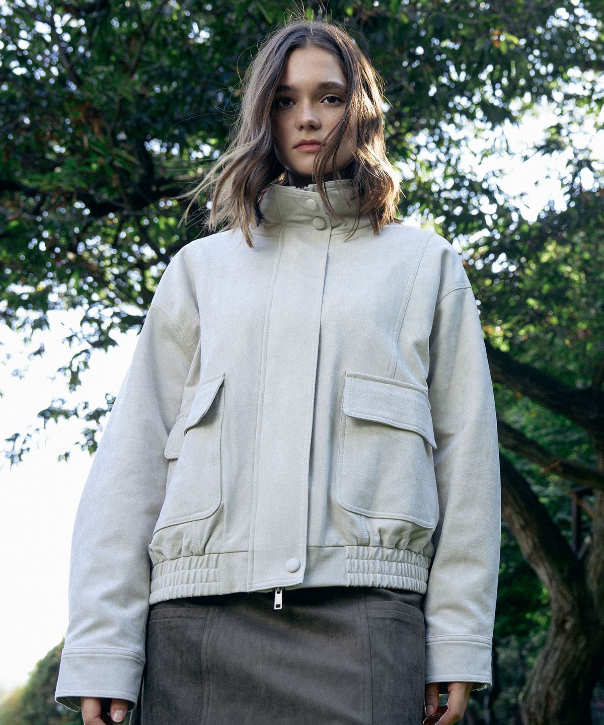 글로우노트(GLOWNOTE) GLOW Ellen Suede Bomber Jacket (3COLOR)