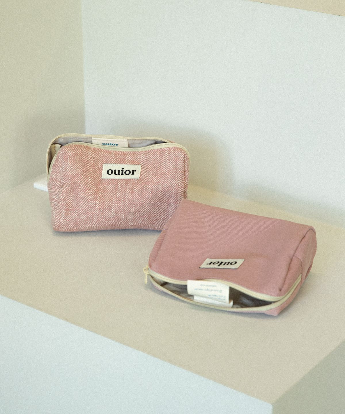 위올(OUIOR) [기프트박스]ouior everyday pouch_herringbone pink