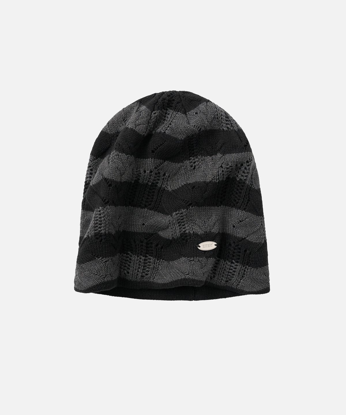 에르에르(ERER) Distressed Striped Beanie Black