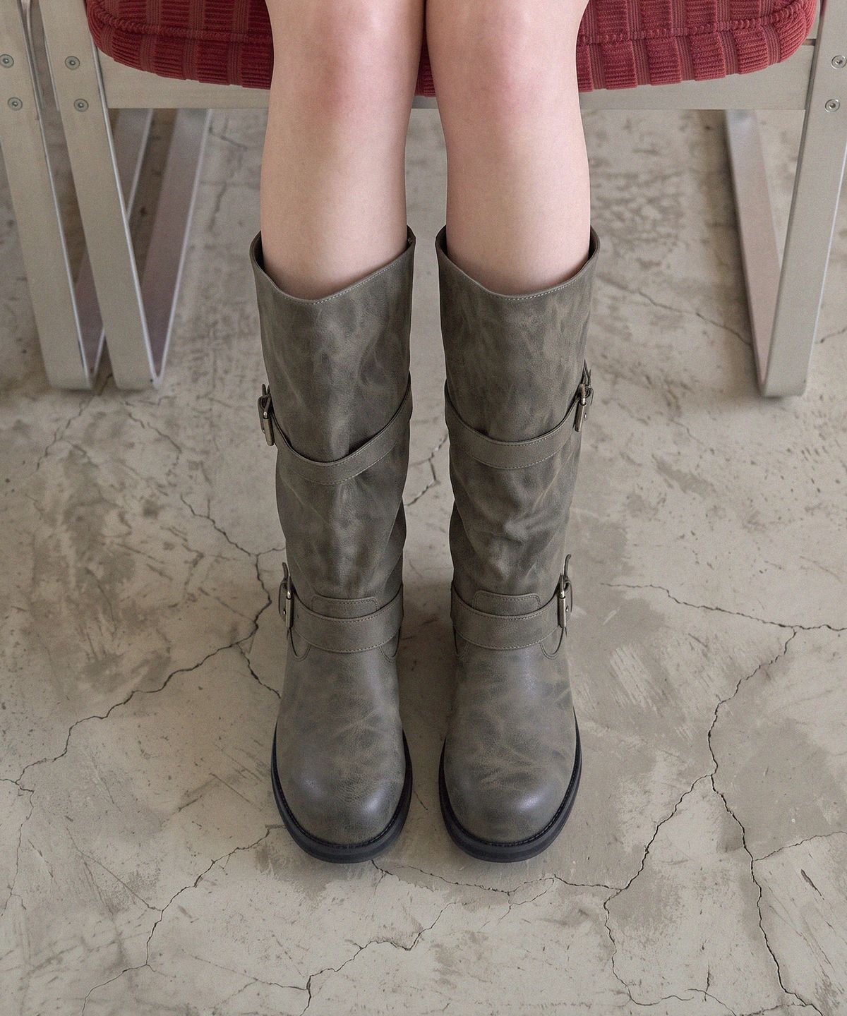 프리플라(FRI FLA) ljh1038 Double Buckle Slouchy Long Boots - 2 Colors