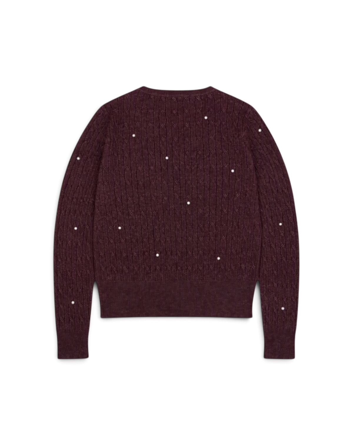 본슬리피(BORN SLIPPY) Pearl Stud Cable Knit Cardigan (Brown)