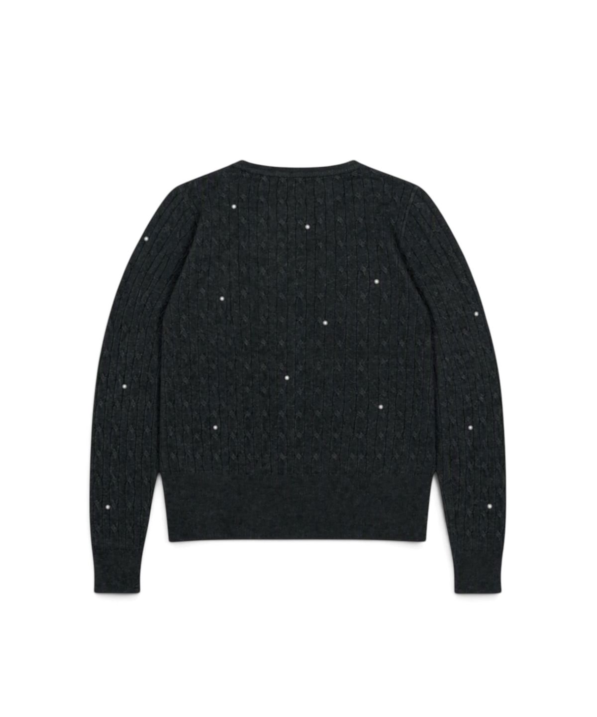 본슬리피(BORN SLIPPY) Pearl Stud Cable Knit Cardigan (Khaki)