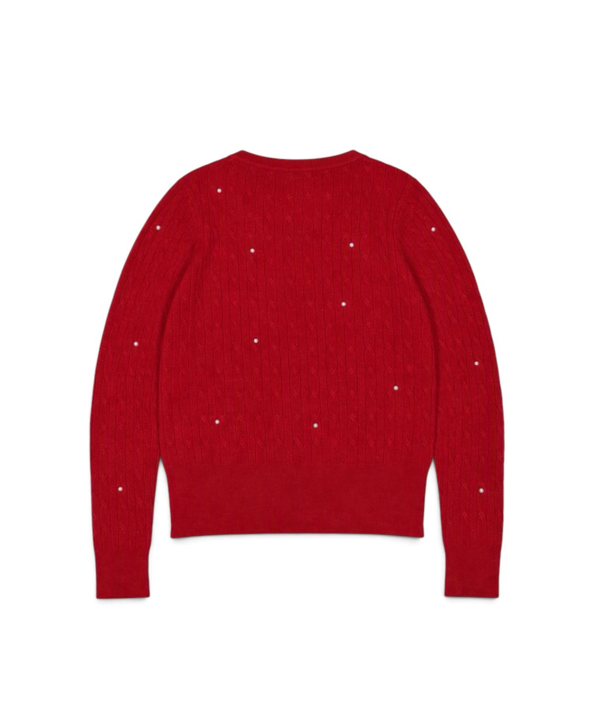 본슬리피(BORN SLIPPY) Pearl Stud Cable Knit Cardigan (Red)