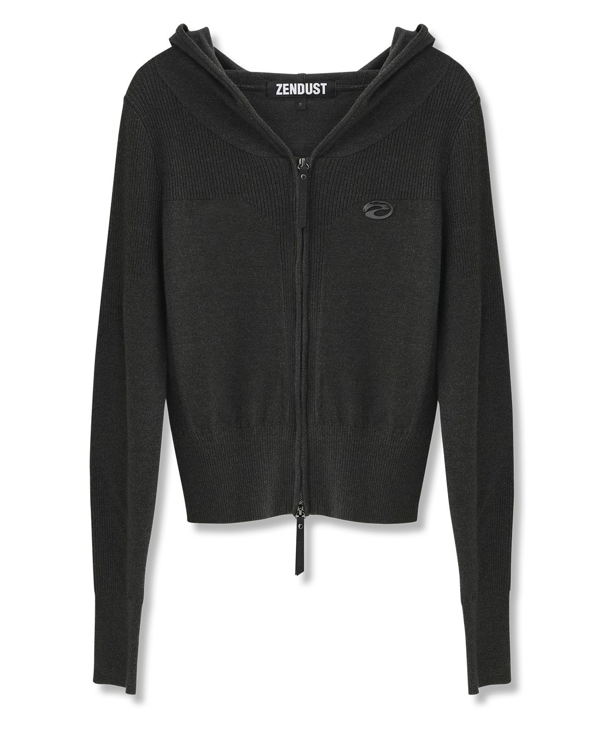 젠더스트(ZENDUST) Cerise Crop Knit Zip-up BLACK