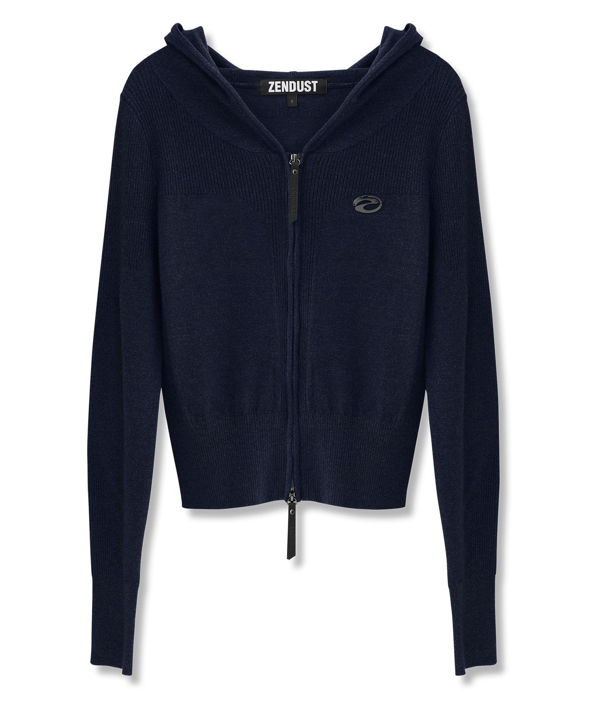 젠더스트(ZENDUST) Cerise Crop Knit Zip-up BLACK