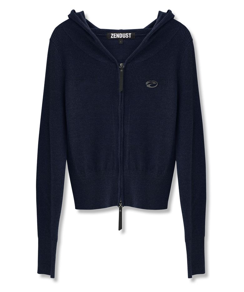 Cerise Crop Knit Zip-up NAVY