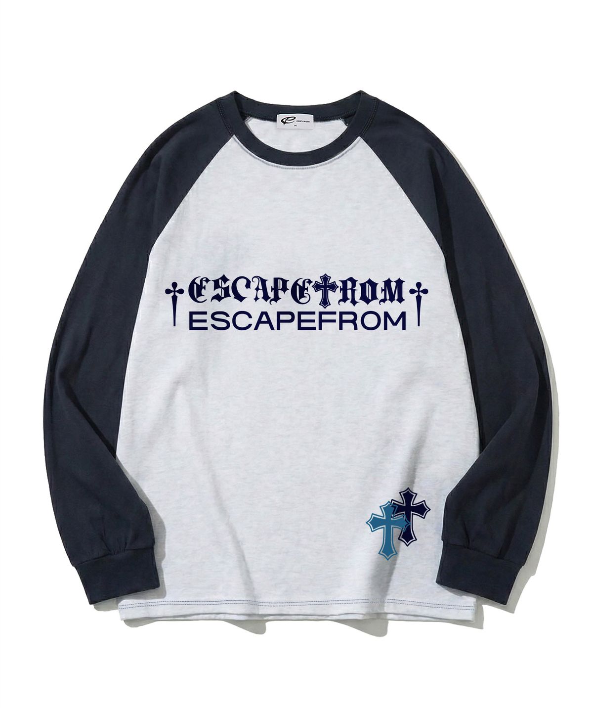 이스케이프프롬(ESCAPEFROM) 빈티지 고딕 프린트 롱슬리브 네이비