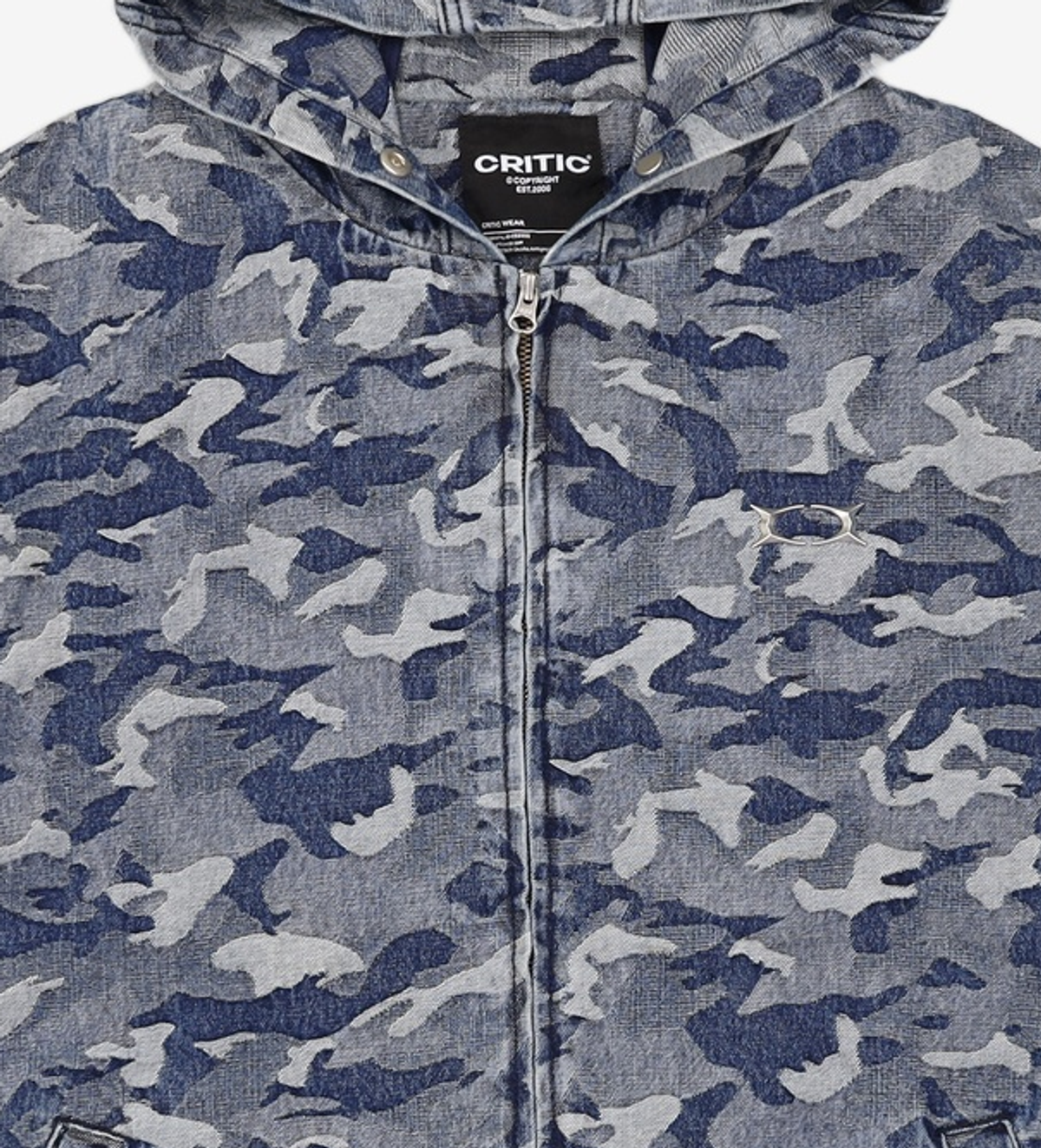 크리틱(CRITIC) DEVIL EARS CAMO WASHING SET UP DENIM HOODY ZIP UP BLUE XL
