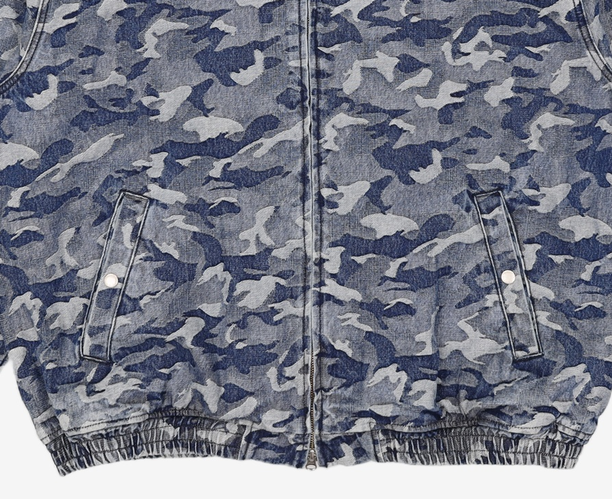 크리틱(CRITIC) DEVIL EARS CAMO WASHING SET UP DENIM HOODY ZIP UP BLUE XL