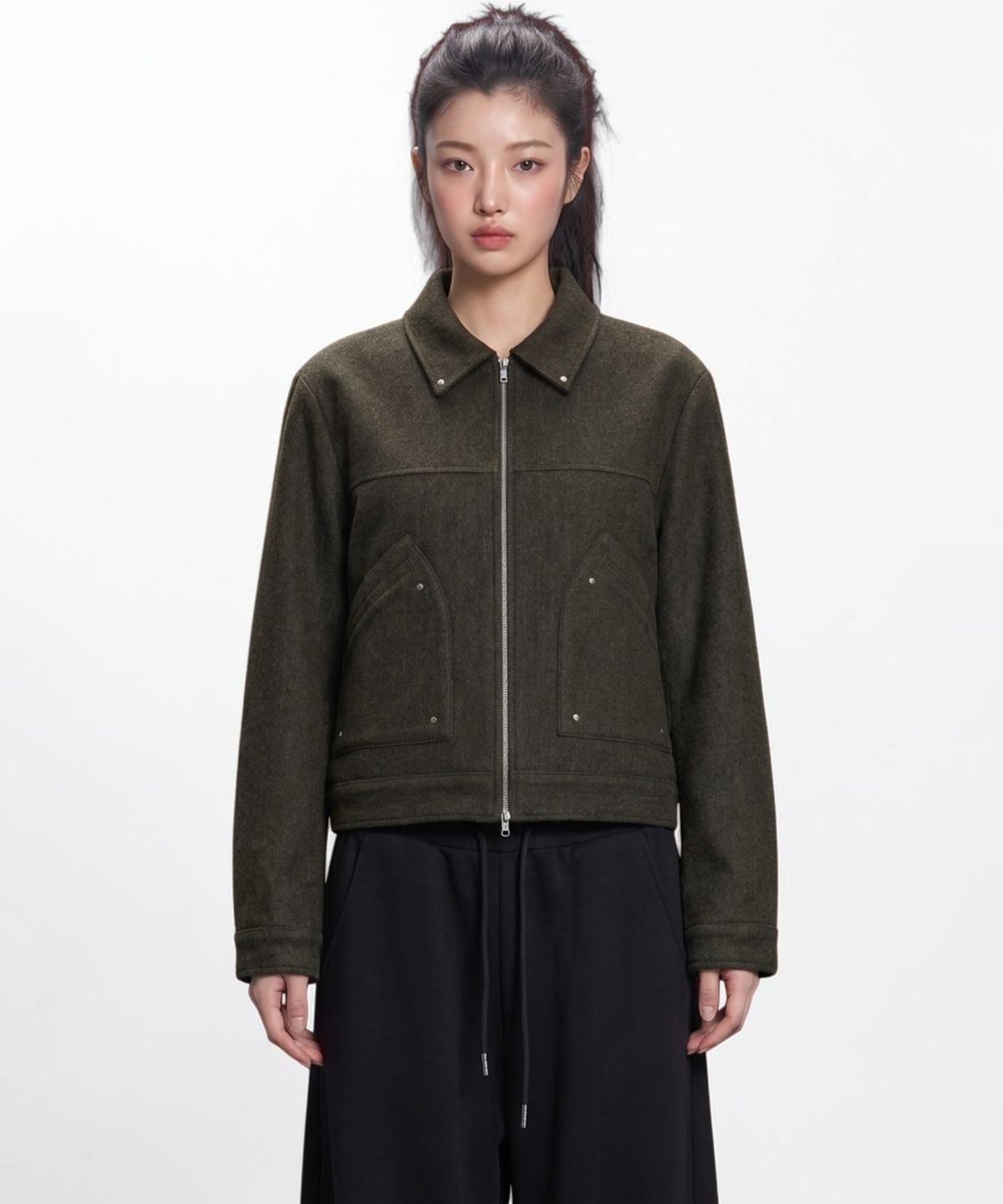 본슬리피(BORN SLIPPY) Midnight Velvet Zip Jacket (Brown)