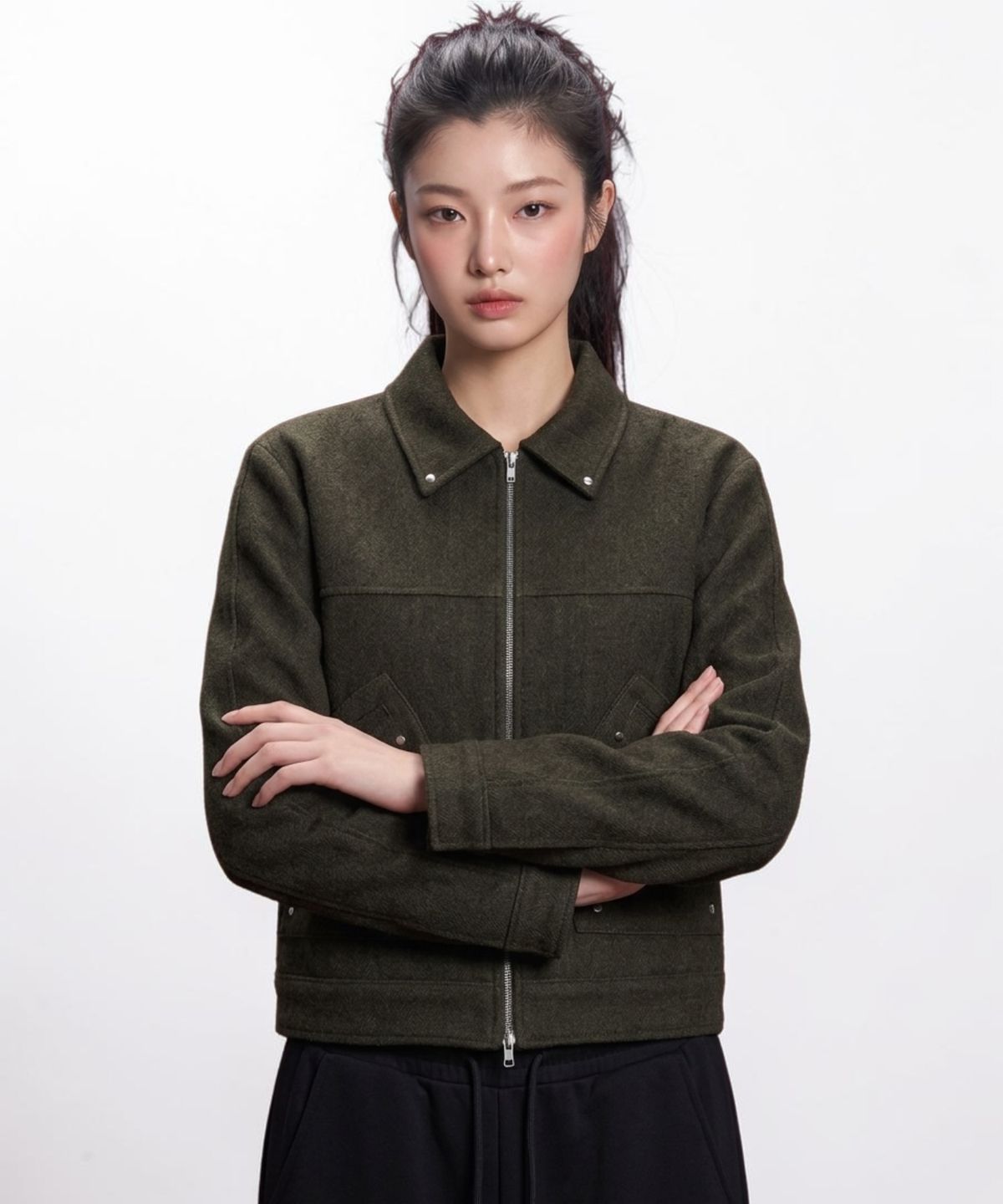 본슬리피(BORN SLIPPY) Midnight Velvet Zip Jacket (Brown)