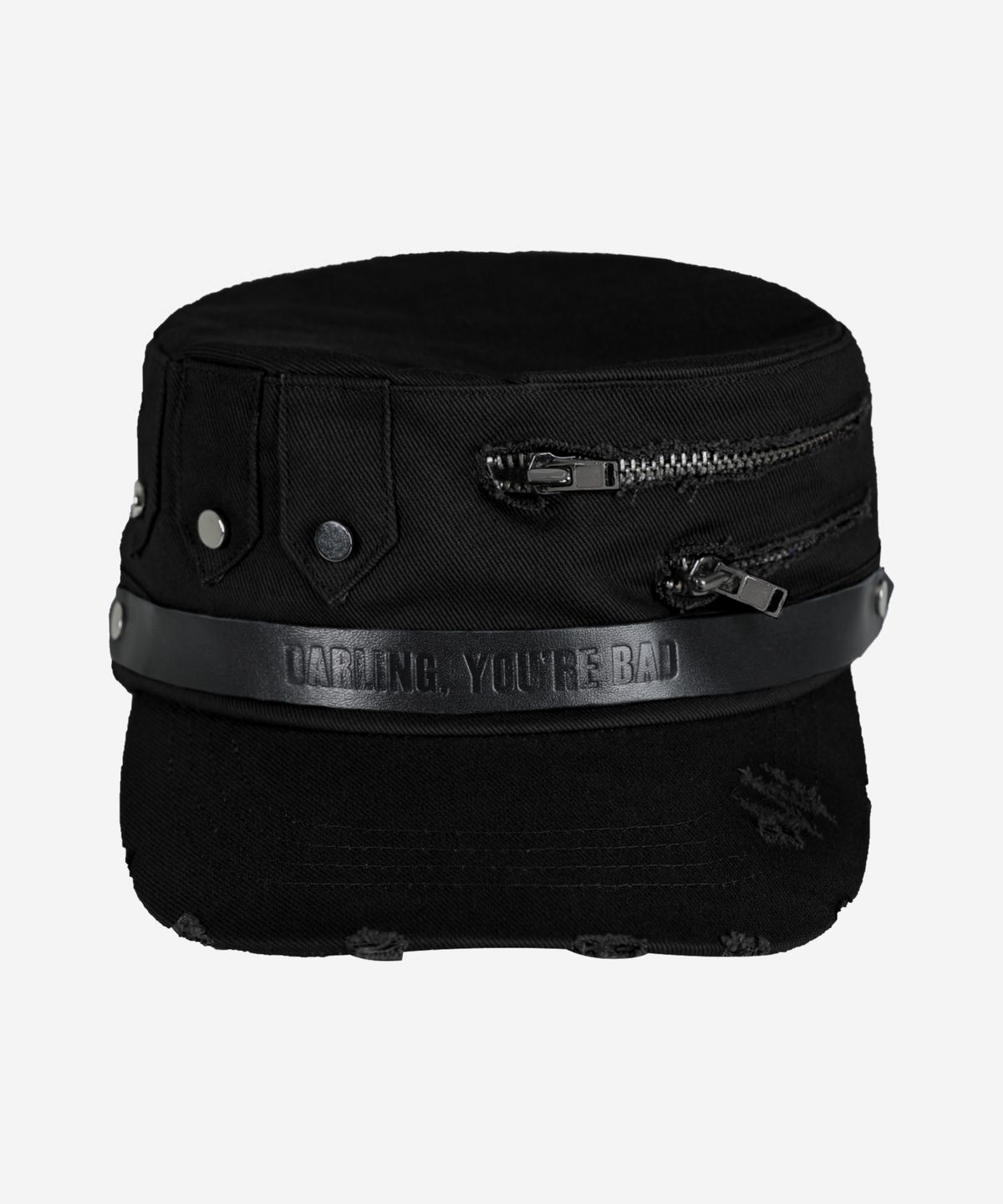 달링유어배드(DARLING, YOU'RE BAD) Double-Zip Military Cap #Black