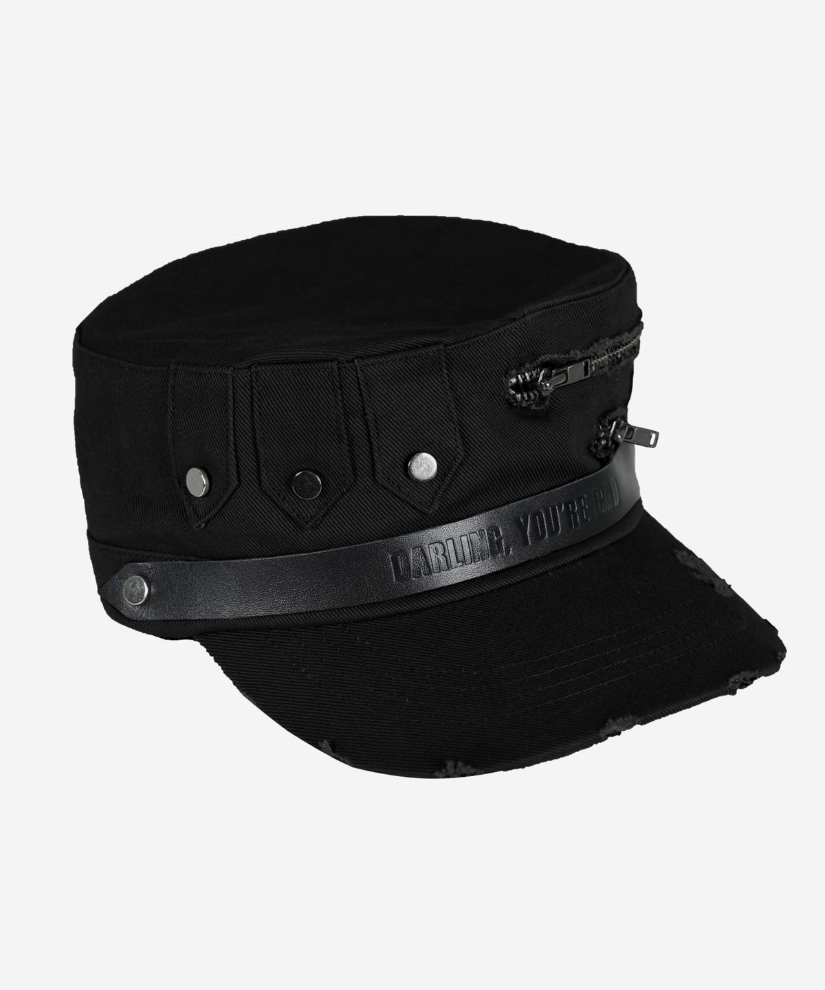 달링유어배드(DARLING, YOU'RE BAD) Double-Zip Military Cap #Black