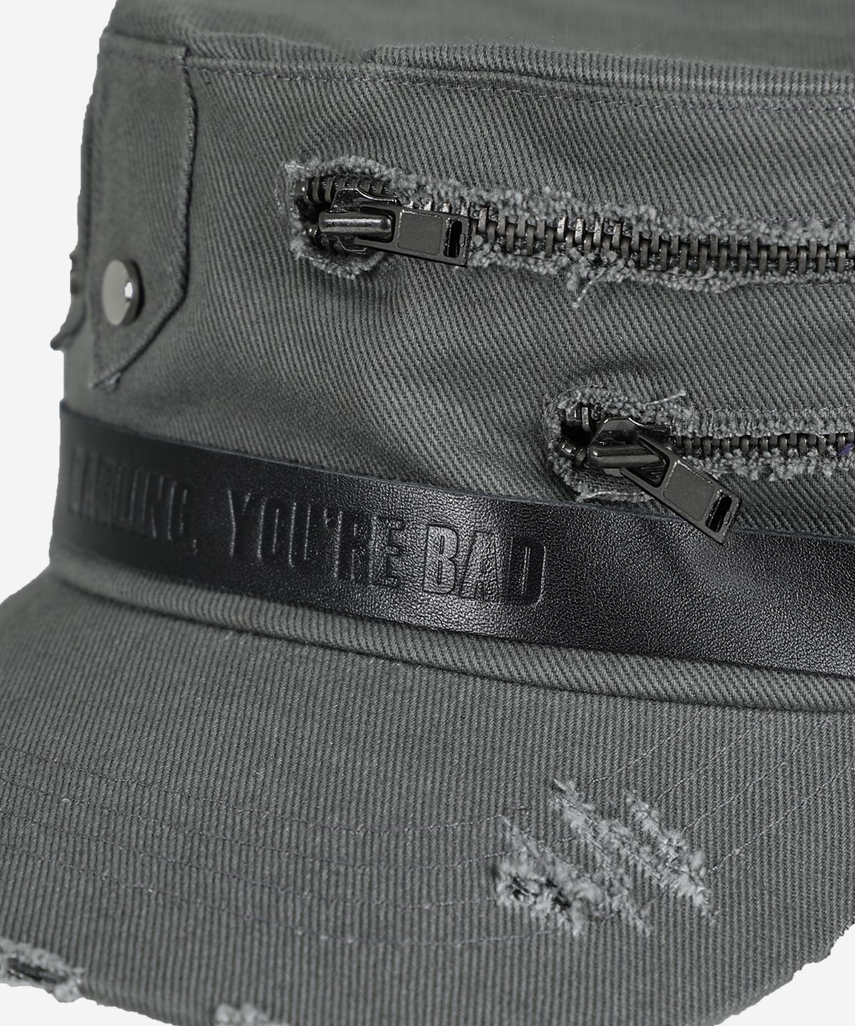 달링유어배드(DARLING, YOU'RE BAD) Double-Zip Military Cap #Grayish Khaki