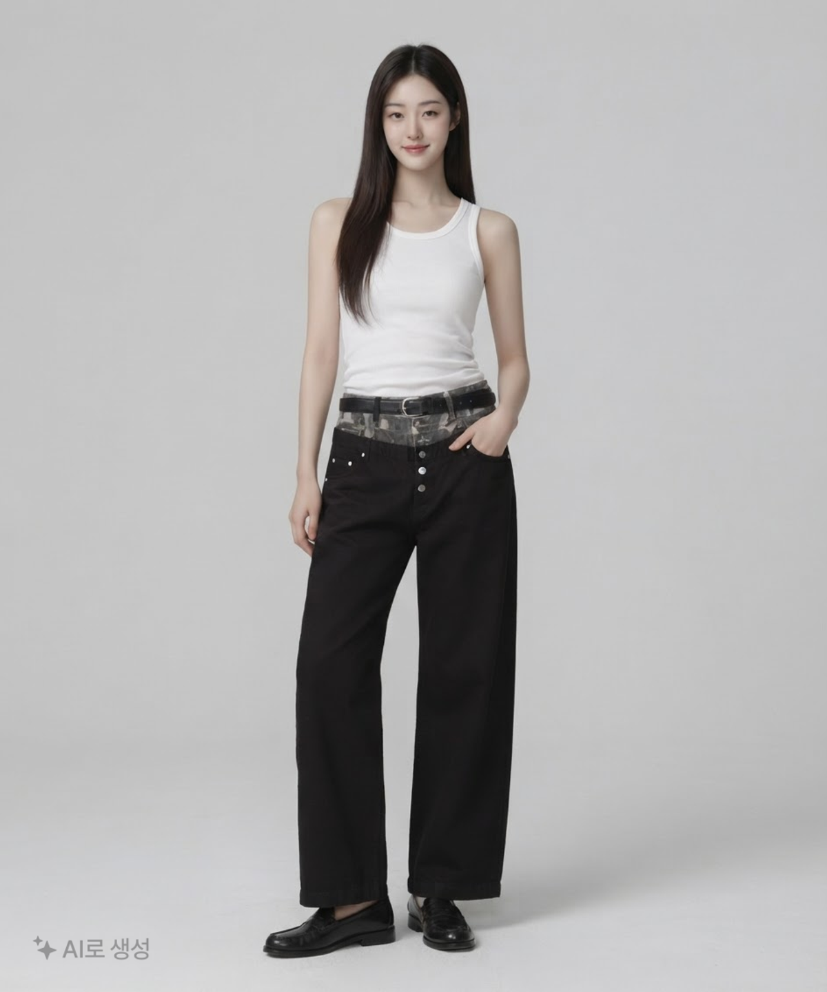 오픈야드(오와이)(OPENYARD(OY)) LAYERED WAIST WIDE VOLUME PANTS L