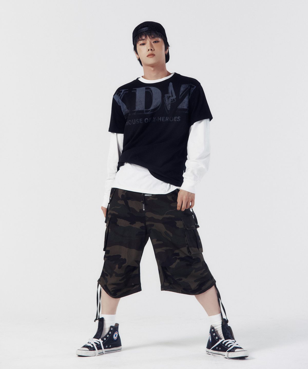 더바이닐하우스(THEVINYLHOUSE) [더바이닐하우스 X 엑디즈] FADED LOGO TEE BLACK