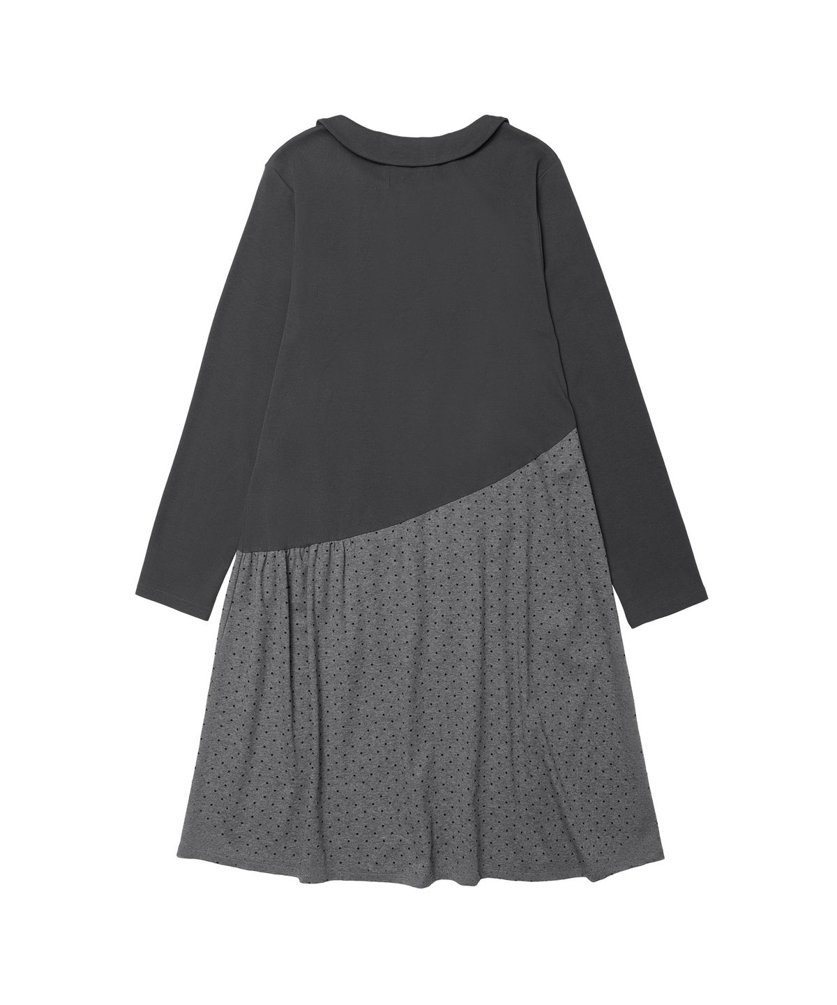 아메스 월드와이드(AMES-WORLDWIDE) DOT SHIRRING UNBALANCE DRESS CHARCOAL