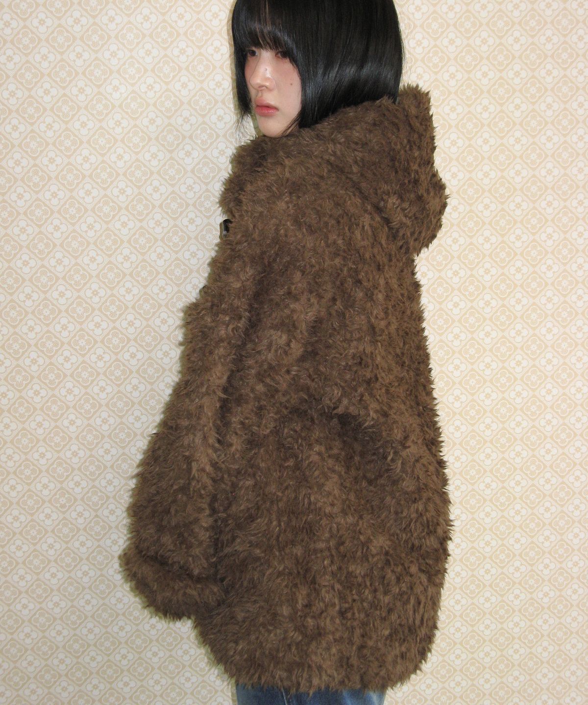 아메스 월드와이드(AMES-WORLDWIDE) DUFFLE TEDDY FUR COAT BROWN