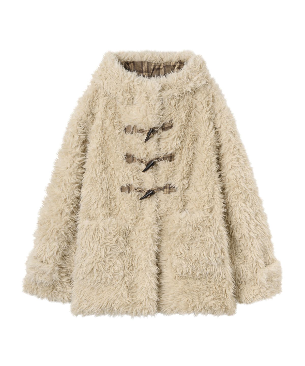 아메스 월드와이드(AMES-WORLDWIDE) DUFFLE TEDDY FUR COAT BEIGE