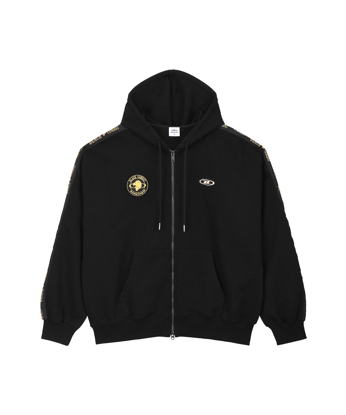 본투윈(BORN TO WIN) [BORNTOWIN X BLACK COMBAT] HOODIE ZIP-UP [BLACK]